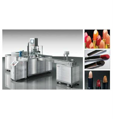 Full automation system for lipstick filling and capping. Production capacity is 20~25pcs/min. with 4...